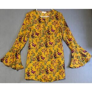 Re:named Womens S Dress A Line Mini Trumpet Sleeve Fairy Boho Earthy Butterfly